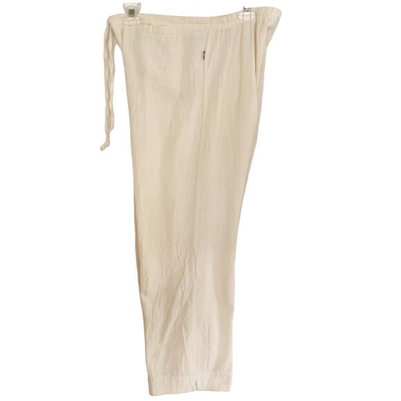 Elan 2 PC Set Cream Sleeveless Crop Top and Tie Front Wide Leg Pants Medium - Picture 8 of 12